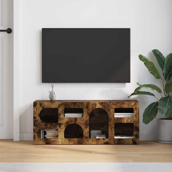 vidaXL TV Cabinet Smoked Oak 100 x 35 x 40 cm Engineered Wood