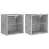 vidaXL Bedside Cabinets with LED Lights Wall-mounted 2 pcs Concrete Grey