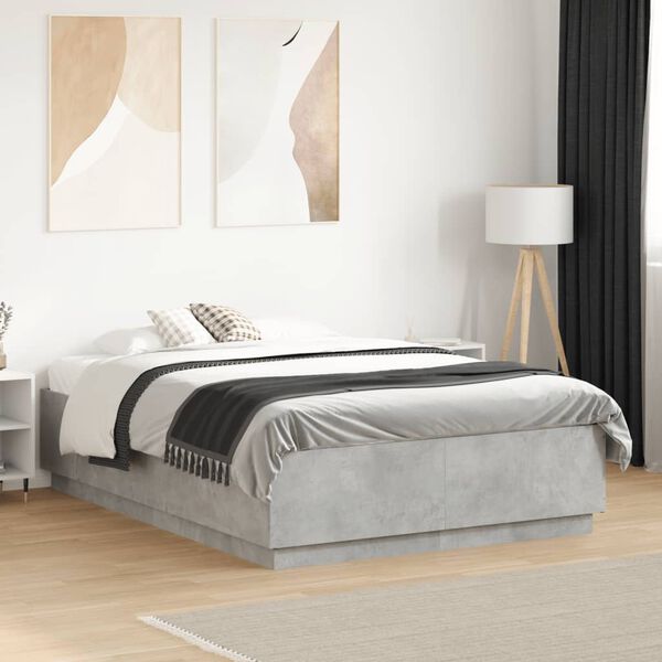 vidaXL Bed Frame without Mattress Concrete Grey 120x190 cm Small Double