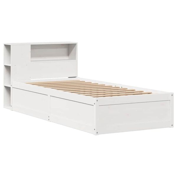 vidaXL Bed Frame without Mattress White 75x190 cm Small Single Solid Wood Pine