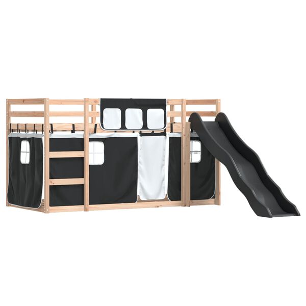 vidaXL Bunk Bed without Mattress with Slide White and Black 90x200 cm