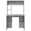 vidaXL Desk with Shelf Concrete Grey 91 x 50 x 149 cm Engineered Wood