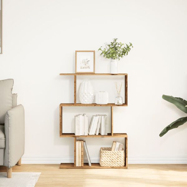 vidaXL Room Divider Bookcase 3-Tier Old Wood 70x24x97 cm Engineered Wood