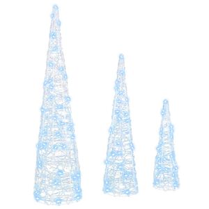 vidaXL Christmas Tree 3 pcs 90 LEDs Cold white 20 x 20 x 80 cm Acrylic