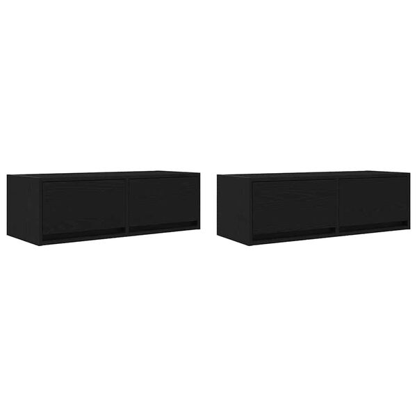 vidaXL TV Cabinets 2 pcs Black Oak 80x31x25.5 cm Engineered Wood