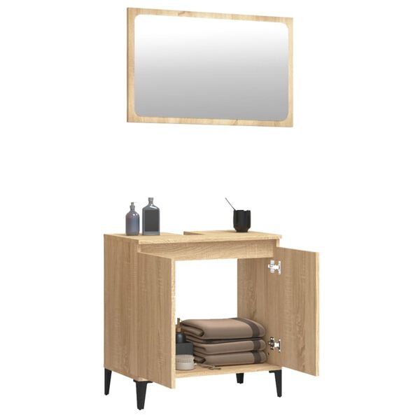 vidaXL 2 Piece Bathroom Furniture Set Sonoma Oak Engineered Wood