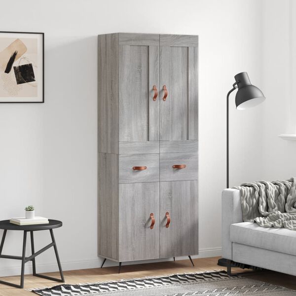 vidaXL Highboard Grey Sonoma 69.5x34x180 cm Engineered Wood