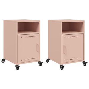 vidaXL Bedside Cabinets 2 pcs Pink 36x39x59 cm Steel
