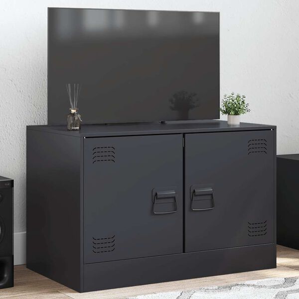 vidaXL TV Cabinet Black 67x39x44 cm Steel