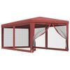 vidaXL Party Tent with 6 Mesh Sidewalls Red 3x6 m HDPE