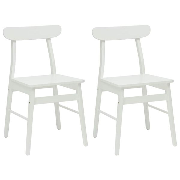 vidaXL Dining Chair 2 pcs White Solid Rubber Wood