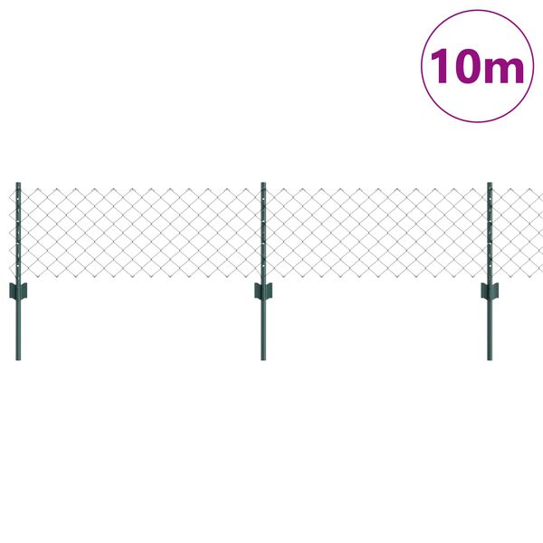 vidaXL Fence with Post Green 0.4 x 10 m Steel and PVC
