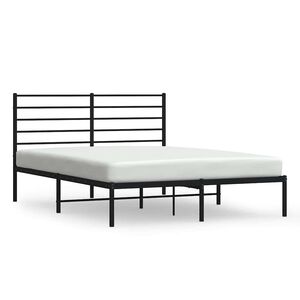 vidaXL Metal Bed Frame without Mattress with Headboard Black 140x200cm