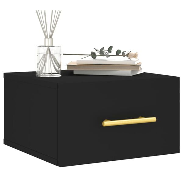 vidaXL Wall-mounted Bedside Cabinet Black 35x35x20 cm