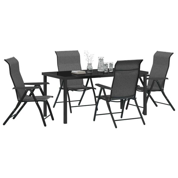 vidaXL Garden Dining Set 5 pcs Grey Powder-Coated Steel