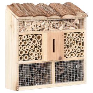 vidaXL Insect Hotel | Natural wood | Firwood, Pine cones, Bamboo | Small