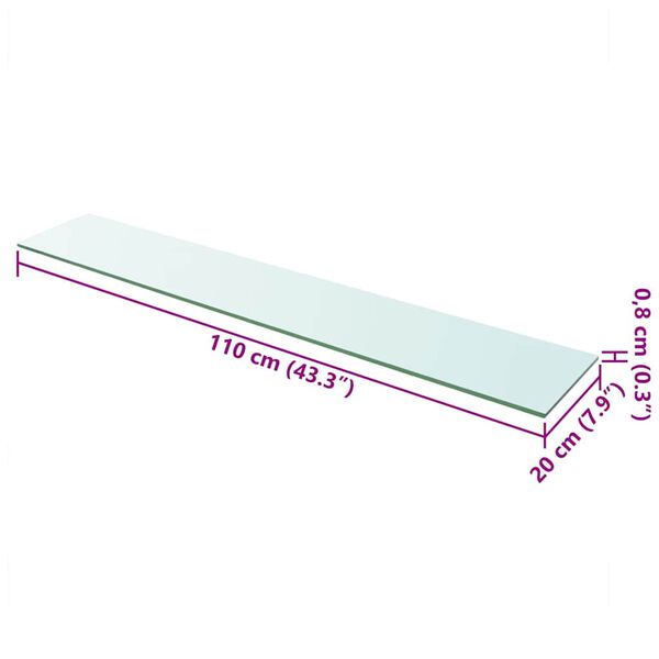 vidaXL Shelf Panel Glass Clear 110x20 cm