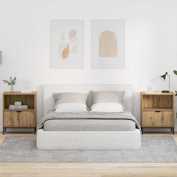 vidaXL Bedside Tables with Drawer 2 pcs Artisan oak 49 x 36 x 61 cm