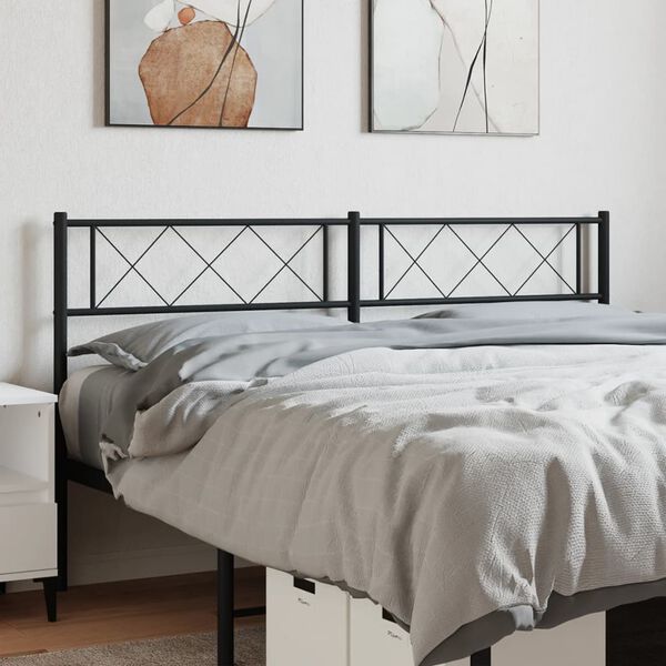 vidaXL Metal Headboard Black 150 cm