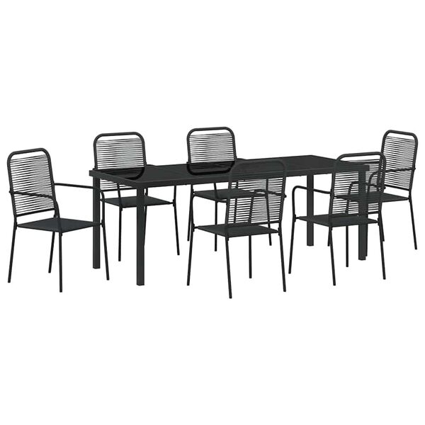 vidaXL Garden Dining Set 7 pcs Black Powder-Coated Steel