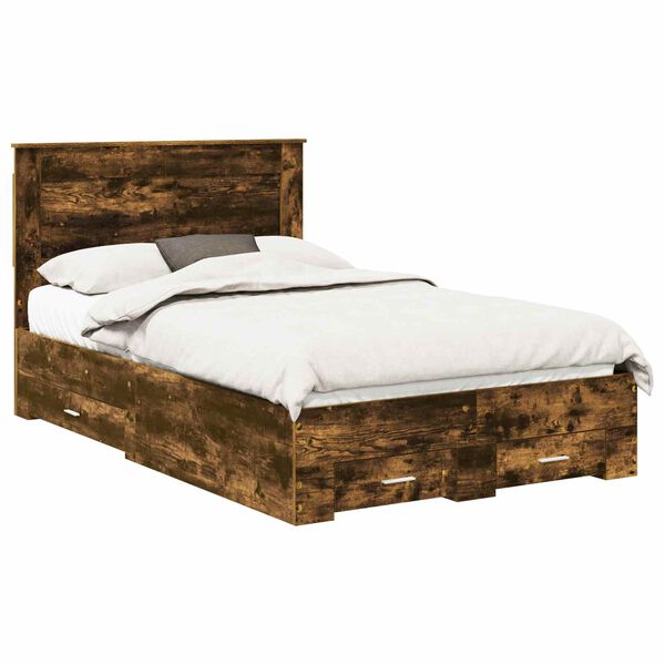 vidaXL Bed Frame with Drawer with Headboard Manual Engineered Wood