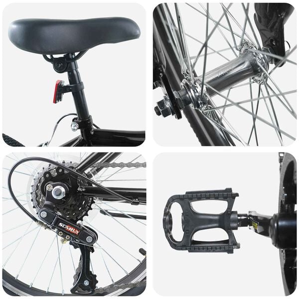 vidaXL Kids Bike 20'' 6-Speed for 6-11 Years Old Black