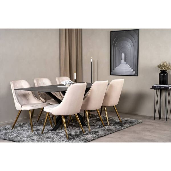 Venture Home Dining Chairs 2 pcs Velvet Deluxe Velvet Beige and Brass