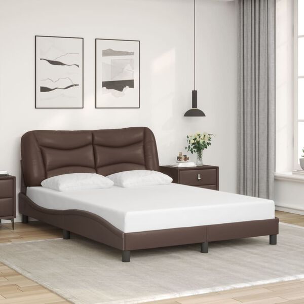 vidaXL Bed Frame with LED without Mattress "Hvar" Brown 140x190 cm