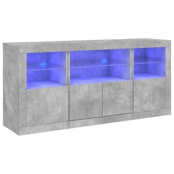 vidaXL Sideboard with LED Lights Concrete Grey 142.5x37x67 cm