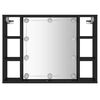 vidaXL Mirror Cabinet with LED Black 76x15x55 cm