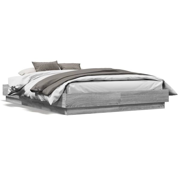 vidaXL Bed Frame without Mattress Grey Sonoma 135x190 cm Double
