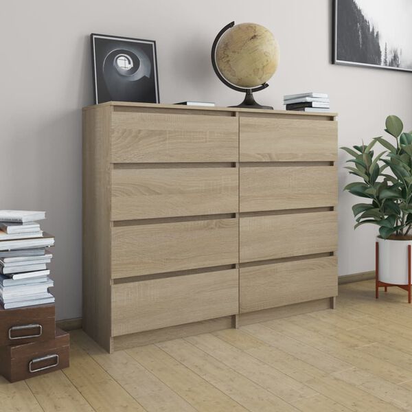 vidaXL Drawer Sideboard Sonoma Oak 120x35x99 cm Engineered Wood