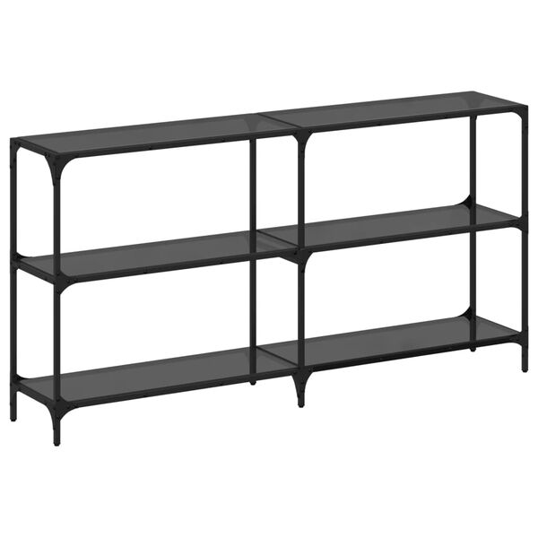 vidaXL Console Table with Black Glass Top 158.5x30x81 cm Steel