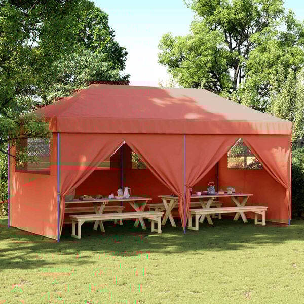 vidaXL Party Tent Folding Terracotta 292 x 580 x 315 cm Oxford Fabric