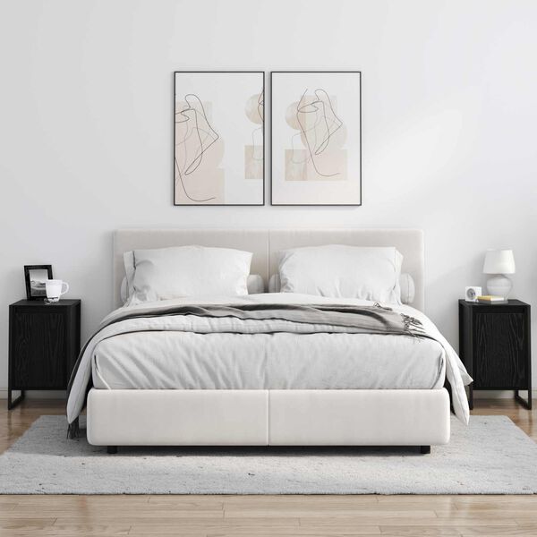 vidaXL Bedside Table Black Oak 39.5 x 30 x 50 cm Engineered Wood