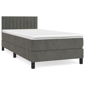 vidaXL Box Spring Bed with Mattress Dark Grey 80x200 cm Velvet
