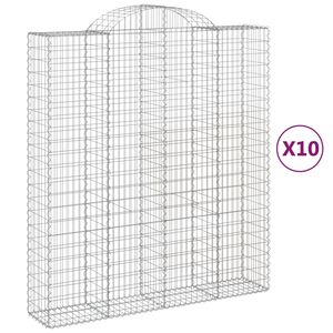 vidaXL Arched Gabion Baskets 10 pcs 200x50x220/240 cm Galvanised Iron