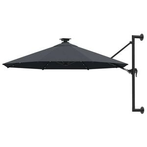 vidaXL Wall-mounted Garden Parasol with LEDs 300 cm Anthracite