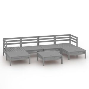 vidaXL 7 Piece Garden Lounge Set Grey Solid Wood Pine