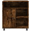 vidaXL Printer Stand with Wheels Smoked Oak 60x50x67 cm