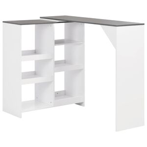 vidaXL Bar Table | White with grey top | Engineered wood | Compact | Bar Table