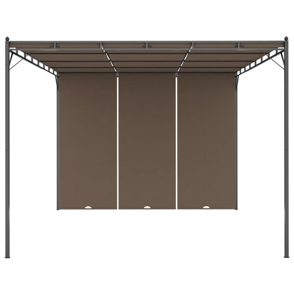 vidaXL Garden Gazebo with Side Curtain 4x3x2.25 m Taupe