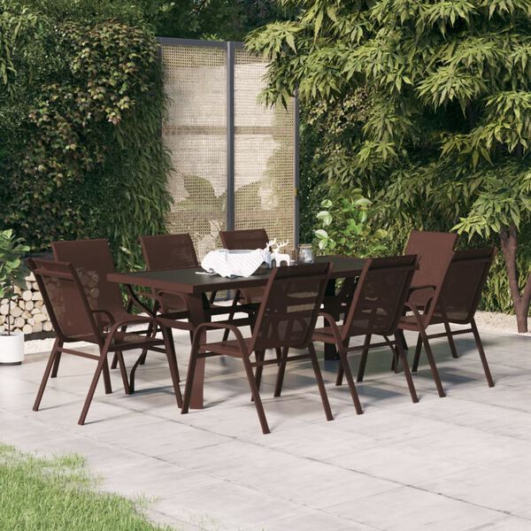vidaXL 9 Piece Garden Dining Set Brown and Black