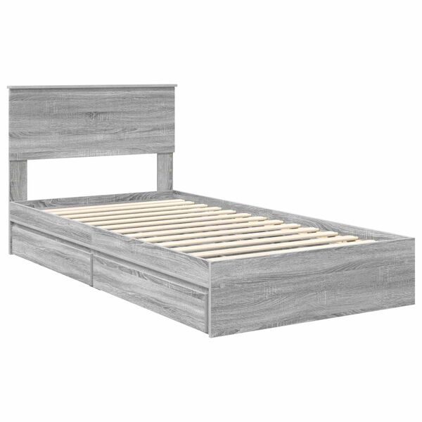vidaXL Storage Bed Grey Sonoma 100 x 200 cm Engineered Wood