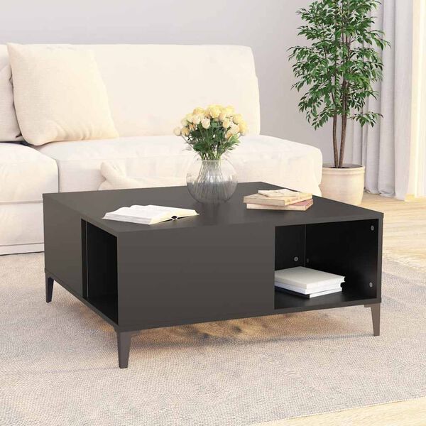 vidaXL Coffee Table Black 80x80x36.5 cm Engineered Wood