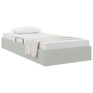 vidaXL Storage Bed with Mattress Light Grey 100 x 203 cm Velvet
