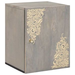 vidaXL Wall Cabinet Wall-mounted Grey 38 x 33 x 48 cm Solid Mango Wood