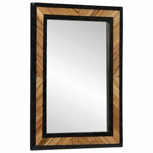 vidaXL Wall Mirror Black and Brown 70 x 2 x 70 cm Solid Acacia Wood