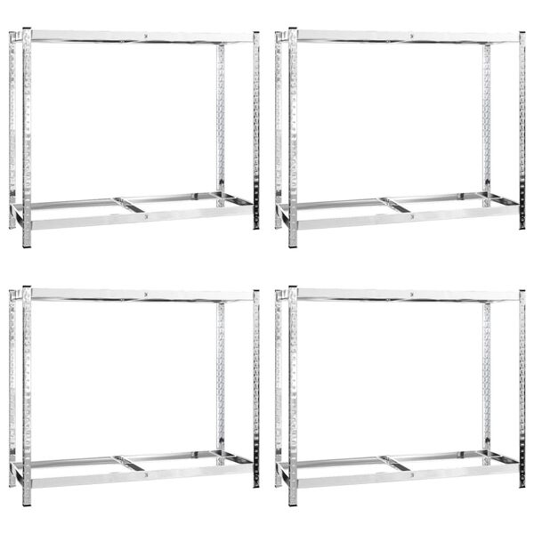 vidaXL 2-Layer Tire Rack 4 pcs Silver 110x40x110 cm Steel