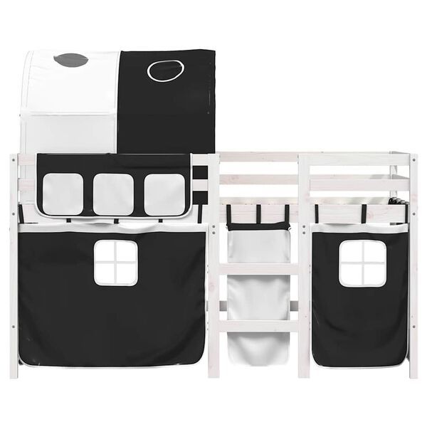 vidaXL Kids' Loft Bed with Tunnel without Mattress White&Black 90x190 cm Single